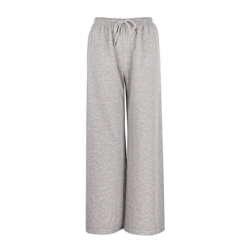 Women Slim Knit Trousers Lace Up Streetwear Pants Elegant