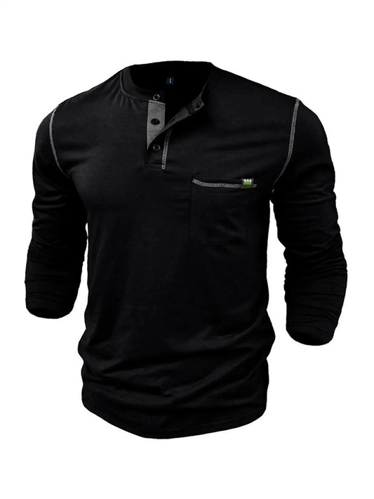 Men's Color Block Knit T-Shirt with Patch Pocket