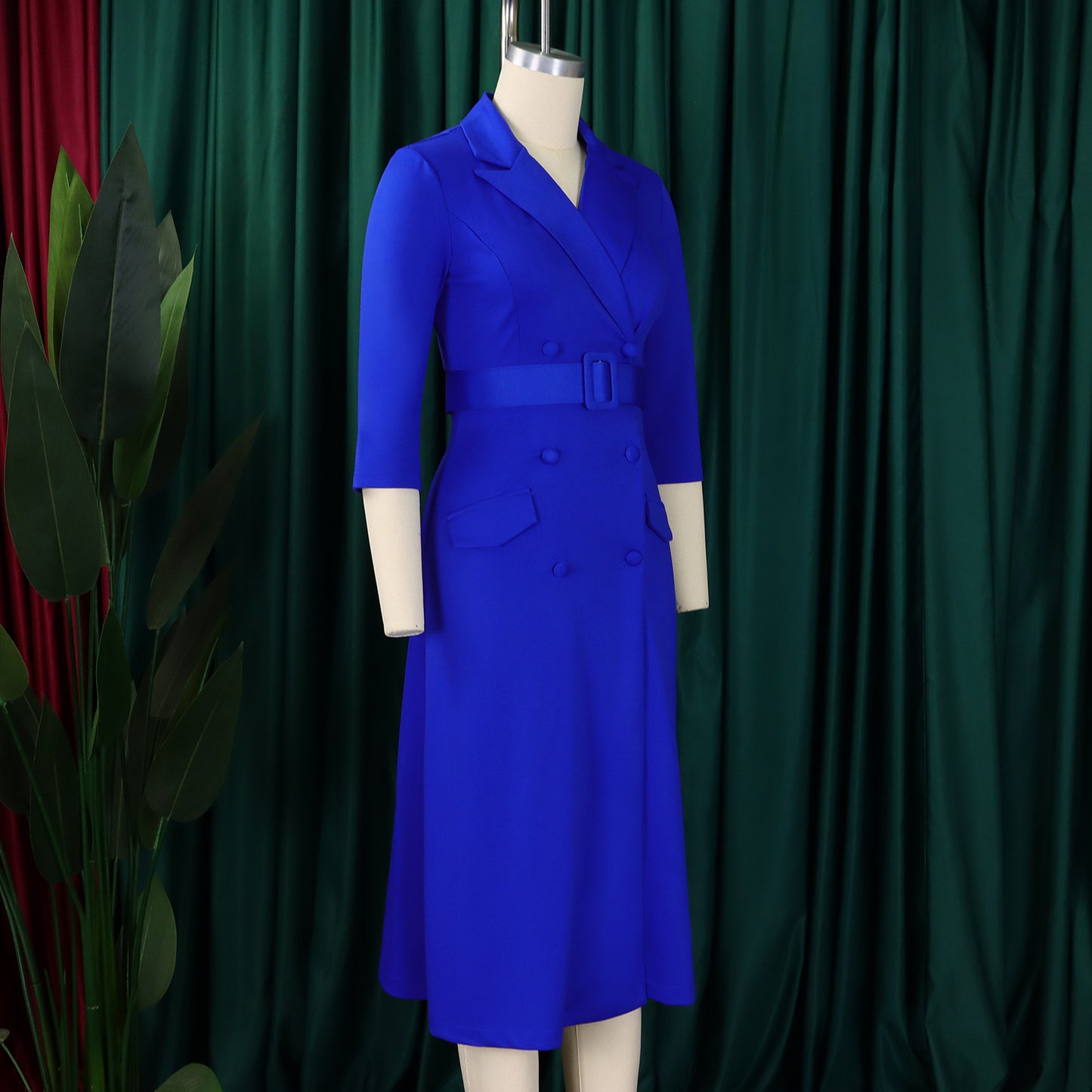 CM.YAYA Women Notched Neck Elegant Full Sleeve Midi Dress 2024 Fall  OL Work Belt Streetwear Africa Party Club Dresses Vestidos