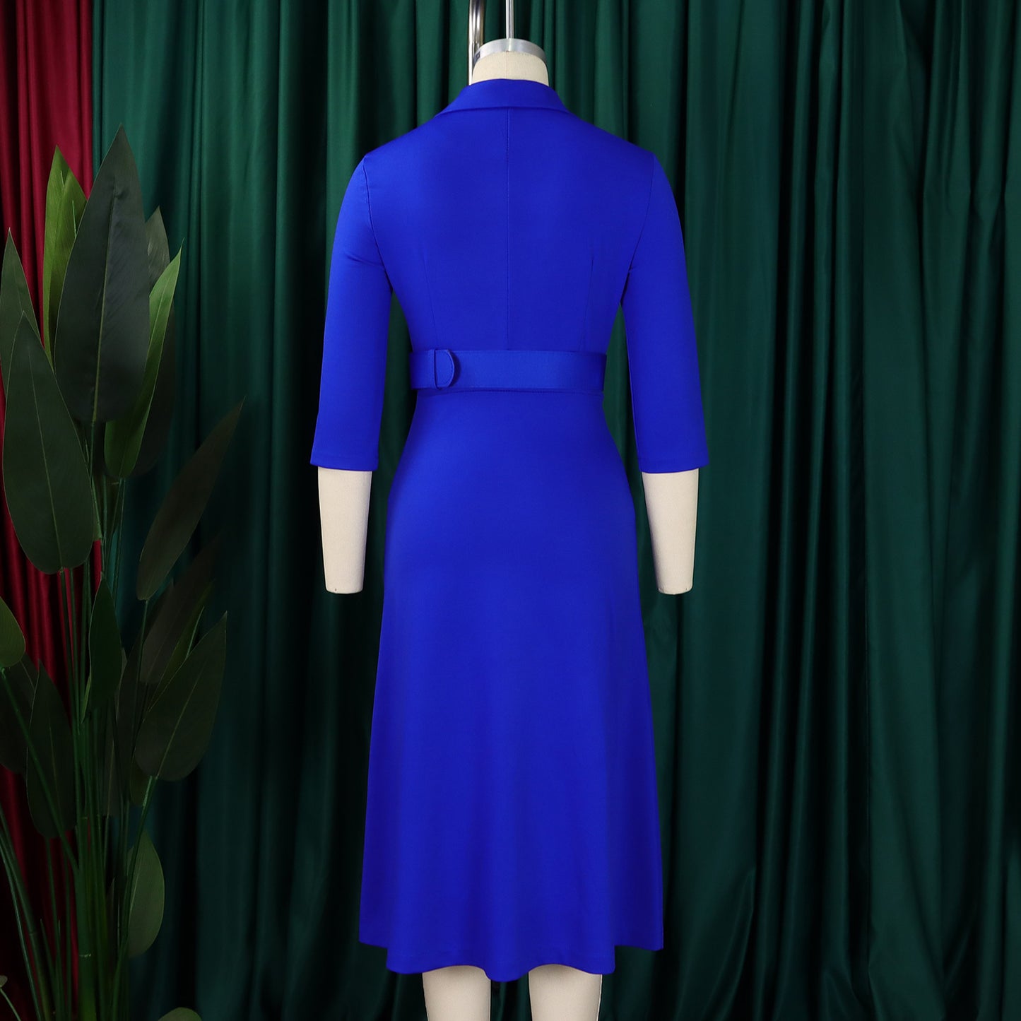 CM.YAYA Women Notched Neck Elegant Full Sleeve Midi Dress 2024 Fall  OL Work Belt Streetwear Africa Party Club Dresses Vestidos