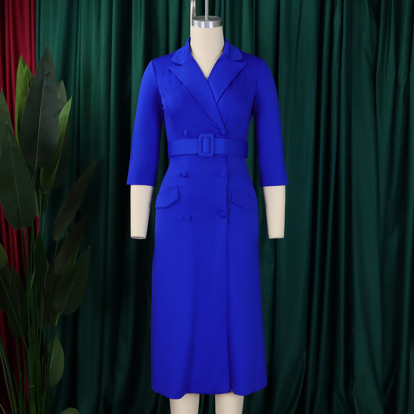 CM.YAYA Women Notched Neck Elegant Full Sleeve Midi Dress 2024 Fall  OL Work Belt Streetwear Africa Party Club Dresses Vestidos