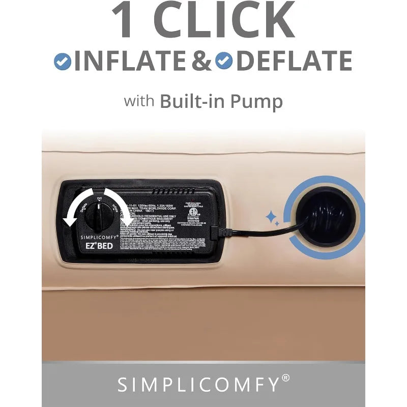 Comfy Queen EZ Bed Self-Inflating Air Mattress with Built-in Frame Pump and Wheeled Case