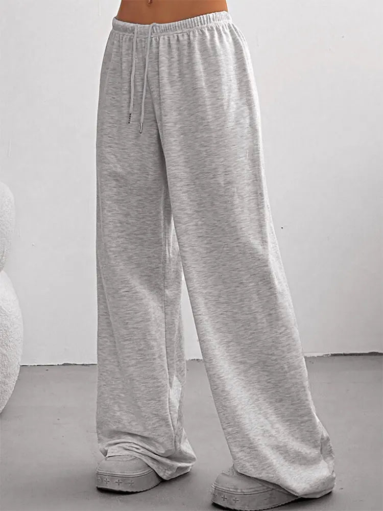 Women Slim Knit Trousers Lace Up Streetwear Pants Elegant
