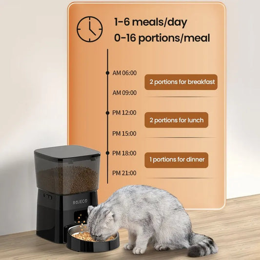 ROJECO Automatic Pet Feeder Smart Dispenser for Cats and Dogs