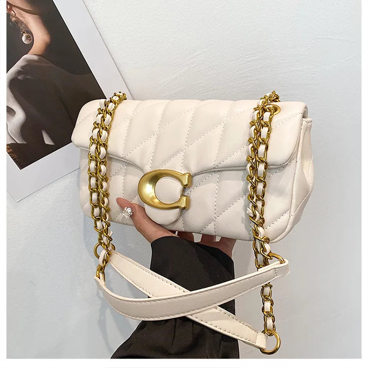 Luxury Fashion Women's Chain Handbag PU Leather Girls Shoulder Messenger Bag Brand lightweight Commuting Bag Tassel Square Bag