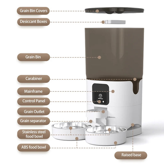 Smart Automatic Pet Feeder with WiFi and Double Bowl