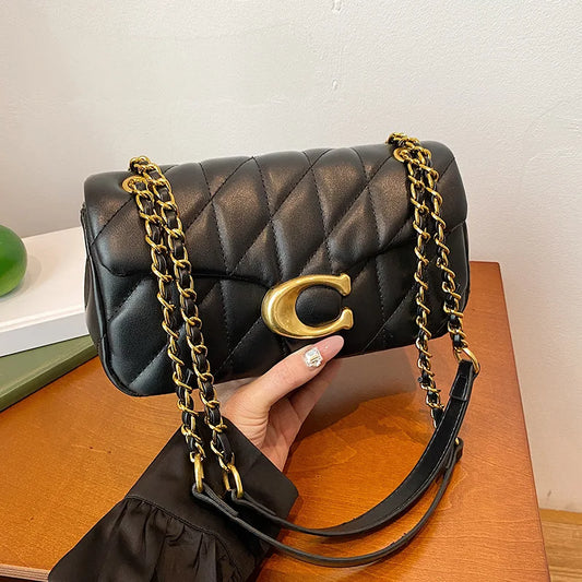 Luxury Fashion Women's Chain Handbag PU Leather Girls Shoulder Messenger Bag Brand lightweight Commuting Bag Tassel Square Bag
