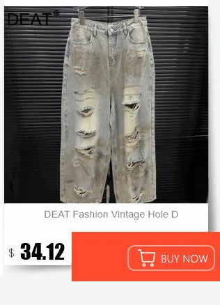 DEAT 2025 Summer Fashion Niche Tassel Patchwork Heavy Industry Denim Shorts For Women High Waist Versatile Short Pants 11A04880