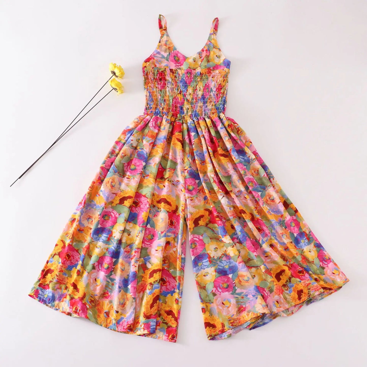Girls Summer Playsuit Romper Wide Leg Beach Jumpsuit