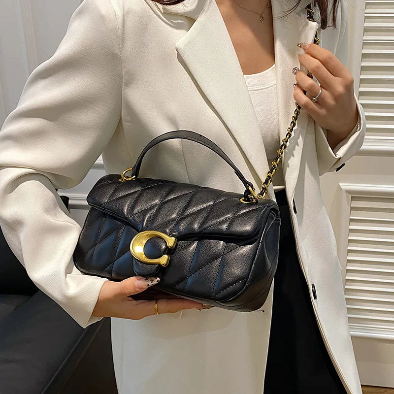 Luxury Fashion Women's Chain Handbag PU Leather Girls Shoulder Messenger Bag Brand lightweight Commuting Bag Tassel Square Bag