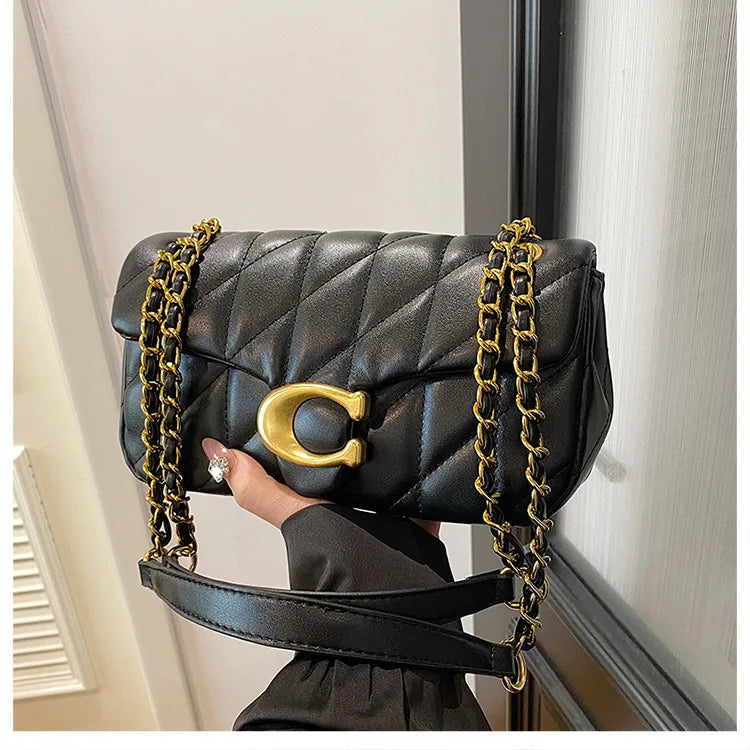 Luxury Fashion Women's Chain Handbag PU Leather Girls Shoulder Messenger Bag Brand lightweight Commuting Bag Tassel Square Bag
