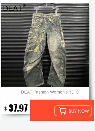 DEAT 2025 Summer Fashion Niche Tassel Patchwork Heavy Industry Denim Shorts For Women High Waist Versatile Short Pants 11A04880