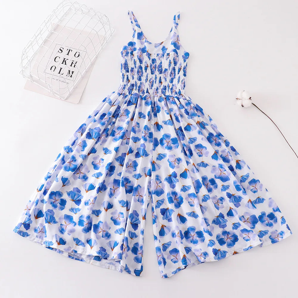Girls Summer Playsuit Romper Wide Leg Beach Jumpsuit