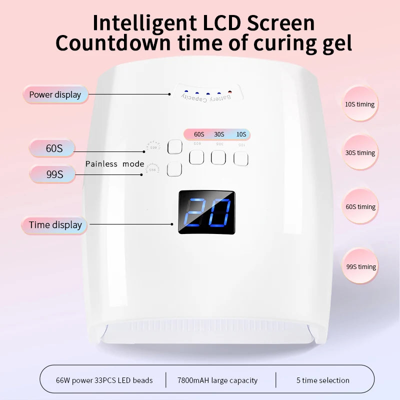 Wireless Rechargeable UV LED Nail Dryer for Gel Polish