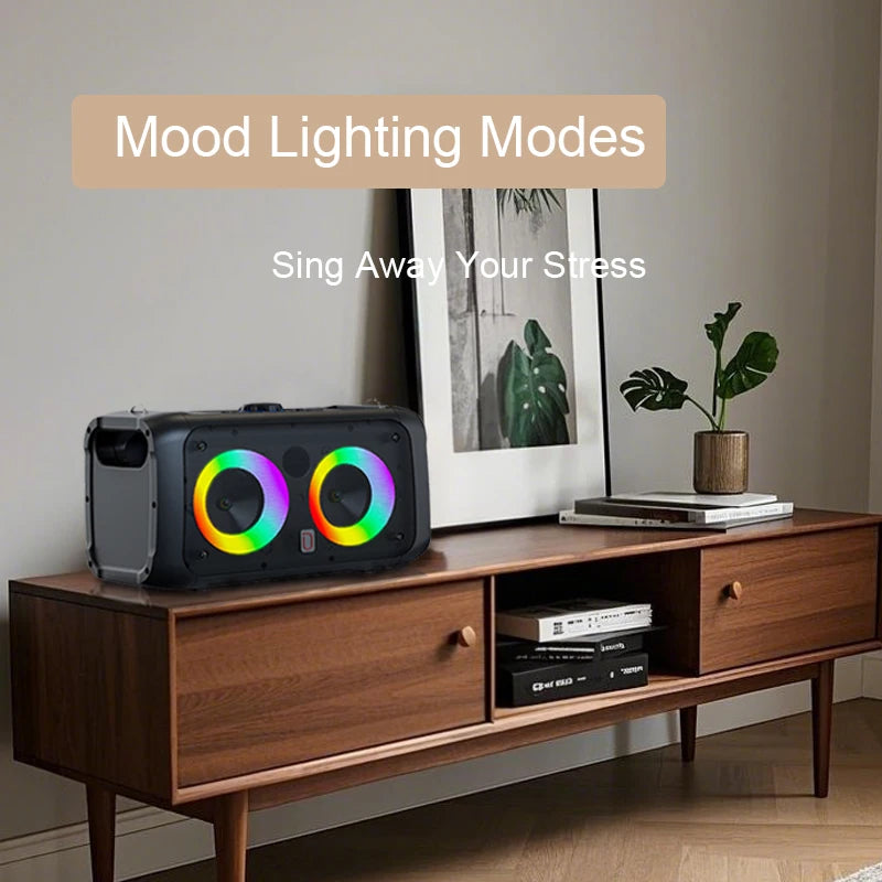Outdoor Wireless Karaoke Speaker with Stereo Surround and Microphones